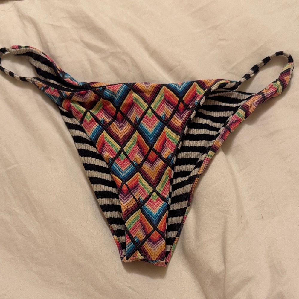 Vibrant Striped Geometric Bikini Bottom